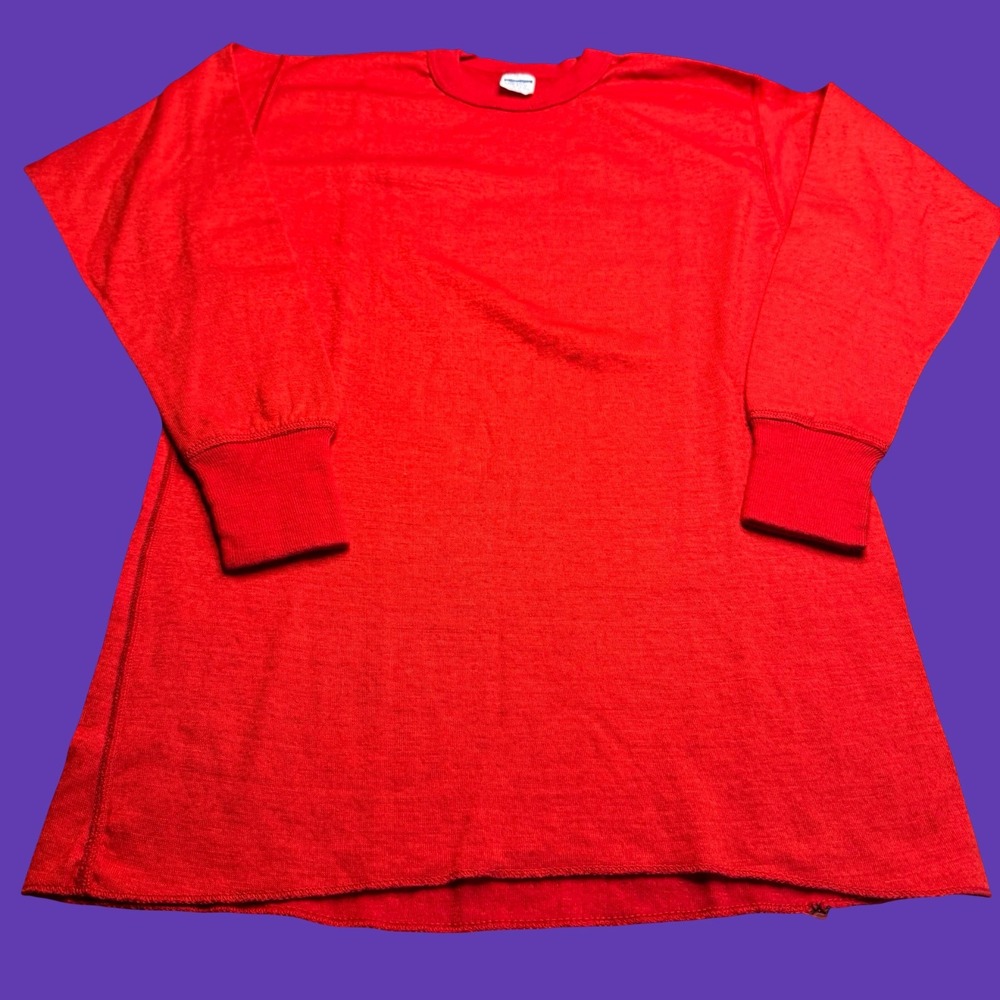 Healthknit Thermal Shirt Large Red 2 Layer Wool Blend Made USA Vintage